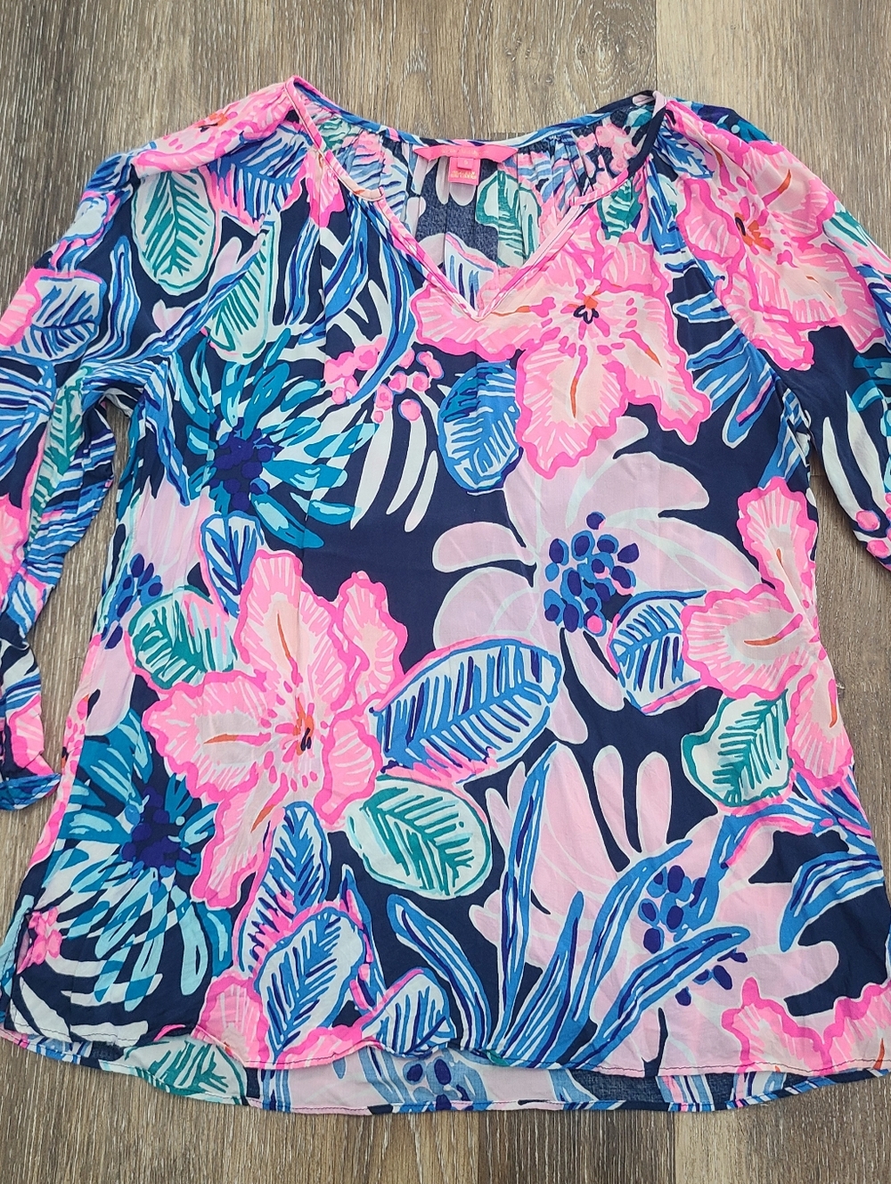 Lilly Pulitzer Willa Flounce Sleeve Garden Getaway Print Top Women's Size Small
